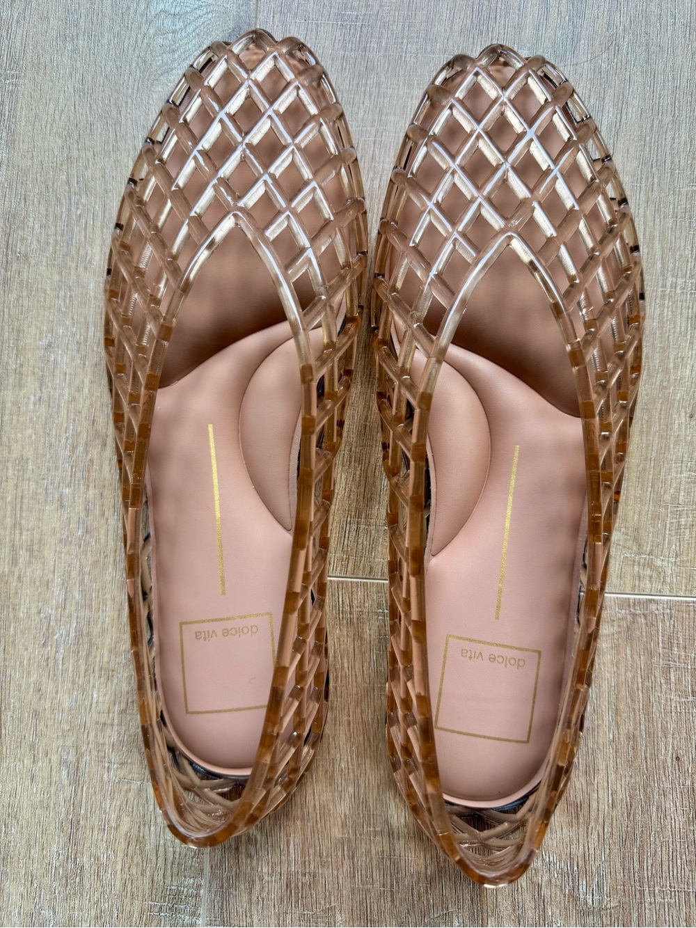 Dolce Vita Nude/Tan Lattice Jelly Flats - Picture 2 of 5